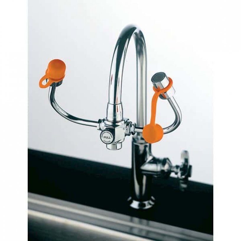 Guardian Equipment G1101 Faucet-Mount Personal Eyewash with gooseneck-mounted outlets